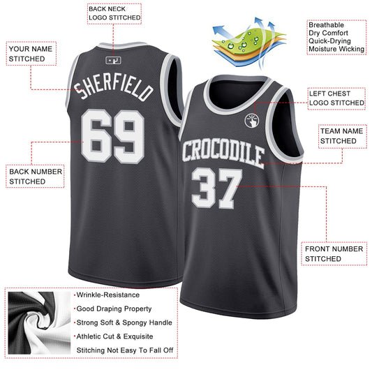 Custom Steel Gray White-Gray Authentic Basketball Jersey - Sky-Custom