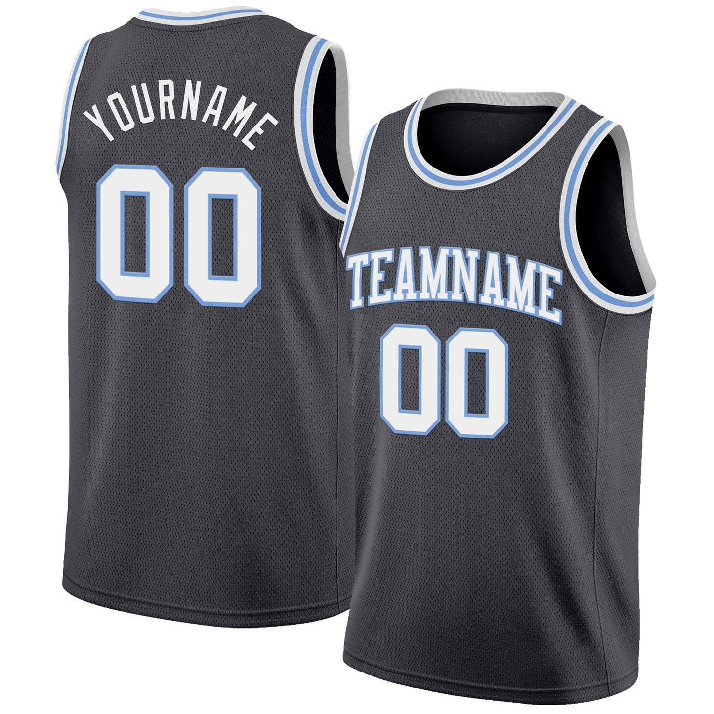 Custom Steel Gray White-Light Blue Authentic Basketball Jersey - Sky-Custom