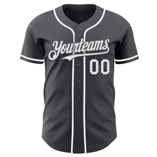 Custom Steel Gray White Authentic Baseball Jersey - Sky-Custom
