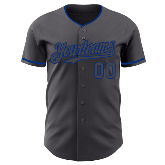 Custom Steel Gray Royal Authentic Baseball Jersey - Sky-Custom