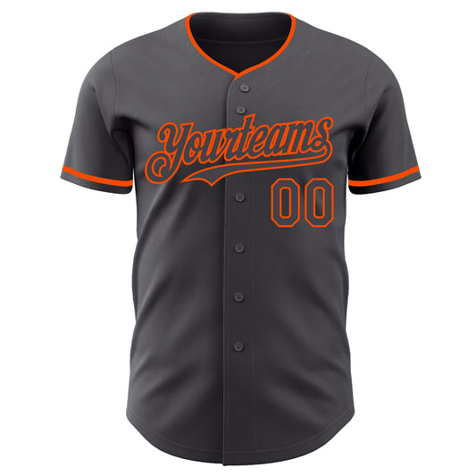 Custom Steel Gray Orange Authentic Baseball Jersey - Sky-Custom