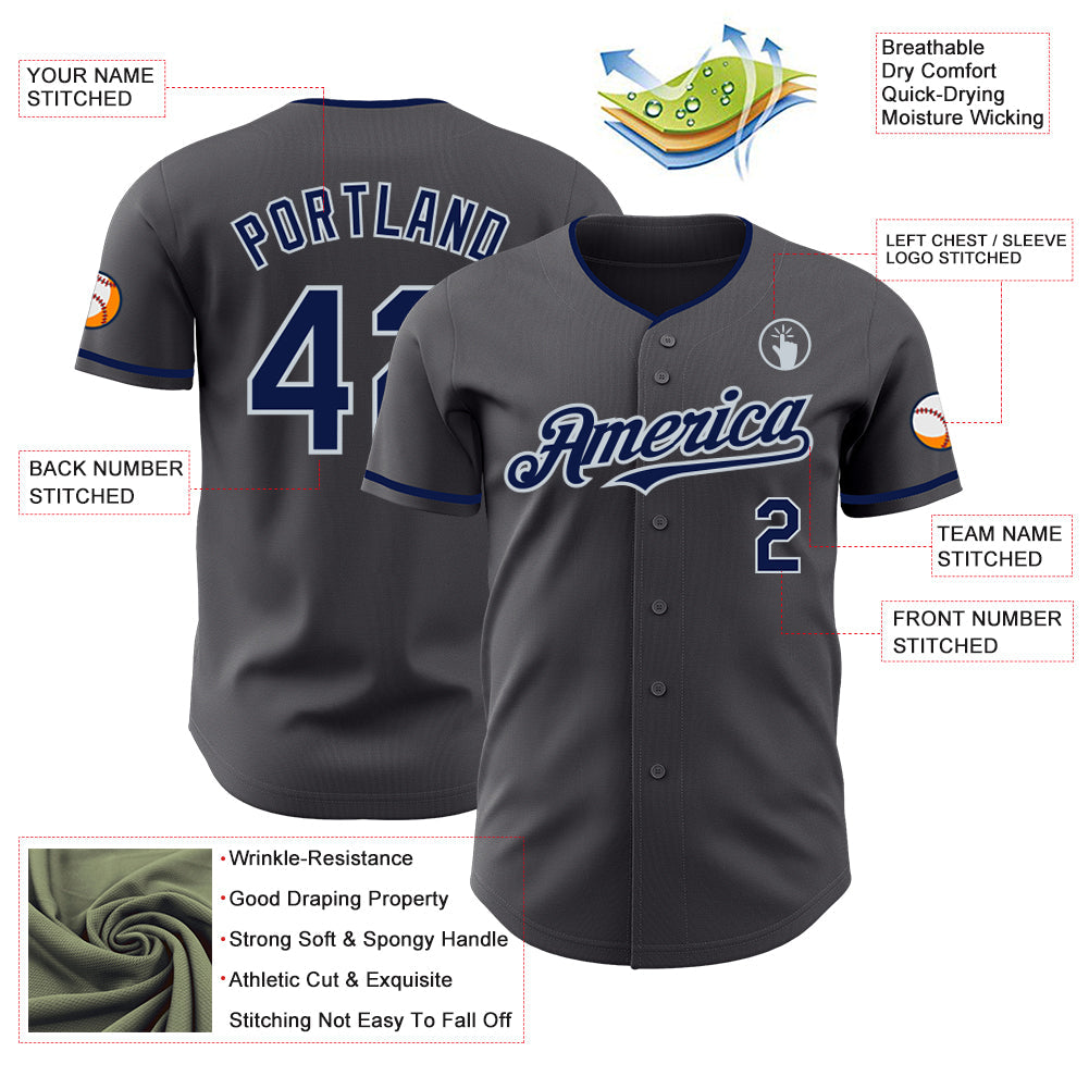 Custom Steel Gray Silver Authentic Baseball Jersey - Sky-Custom