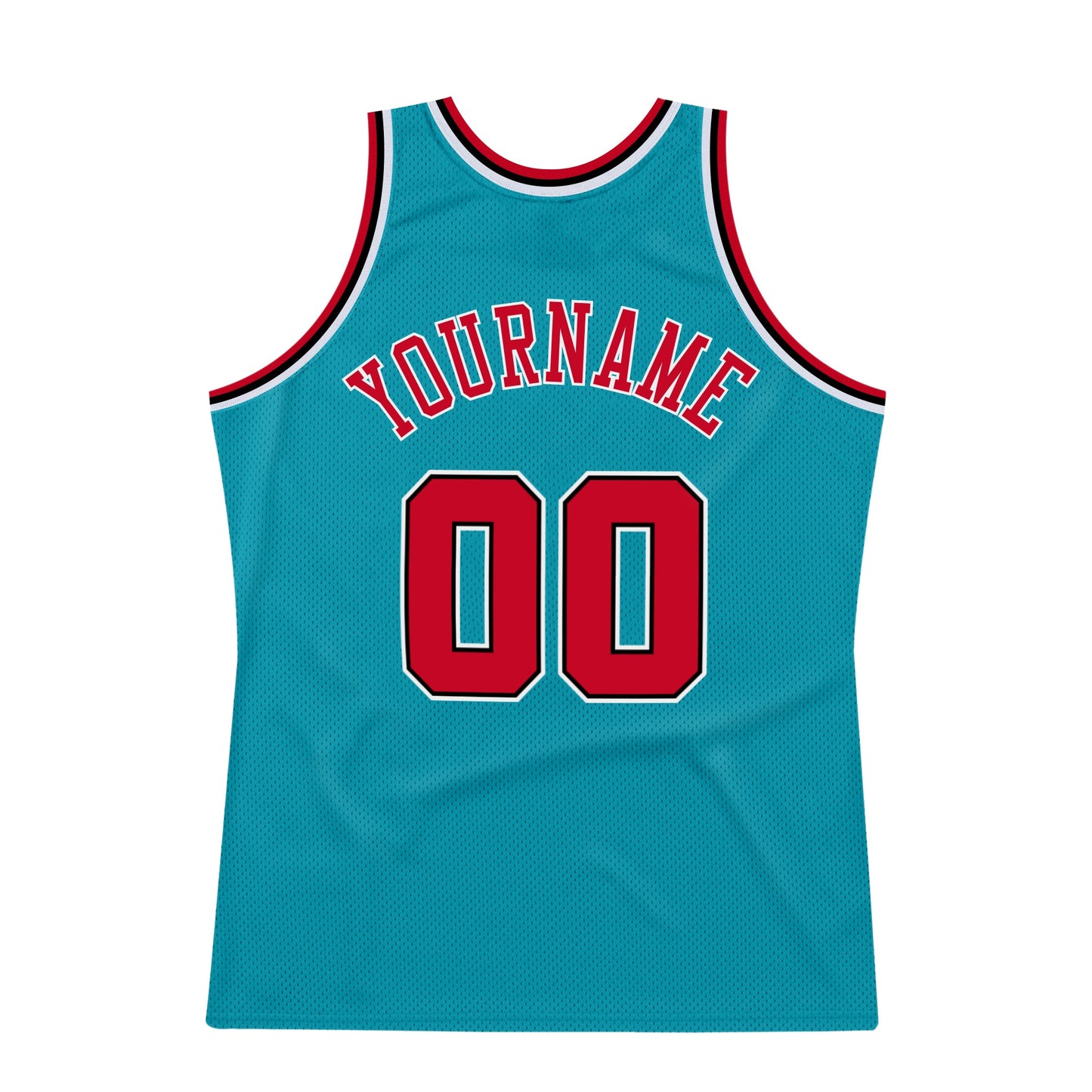 Custom Teal Red-Black Authentic Throwback Basketball Jersey - Sky-Custom