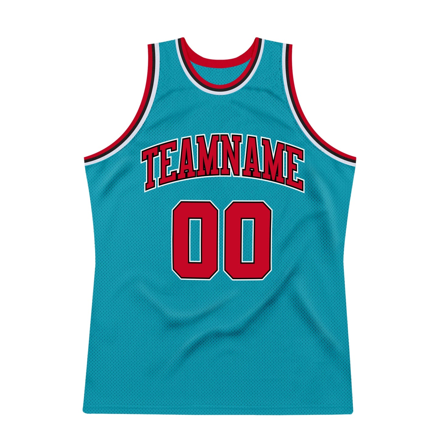 Custom Teal Red-Black Authentic Throwback Basketball Jersey - Sky-Custom