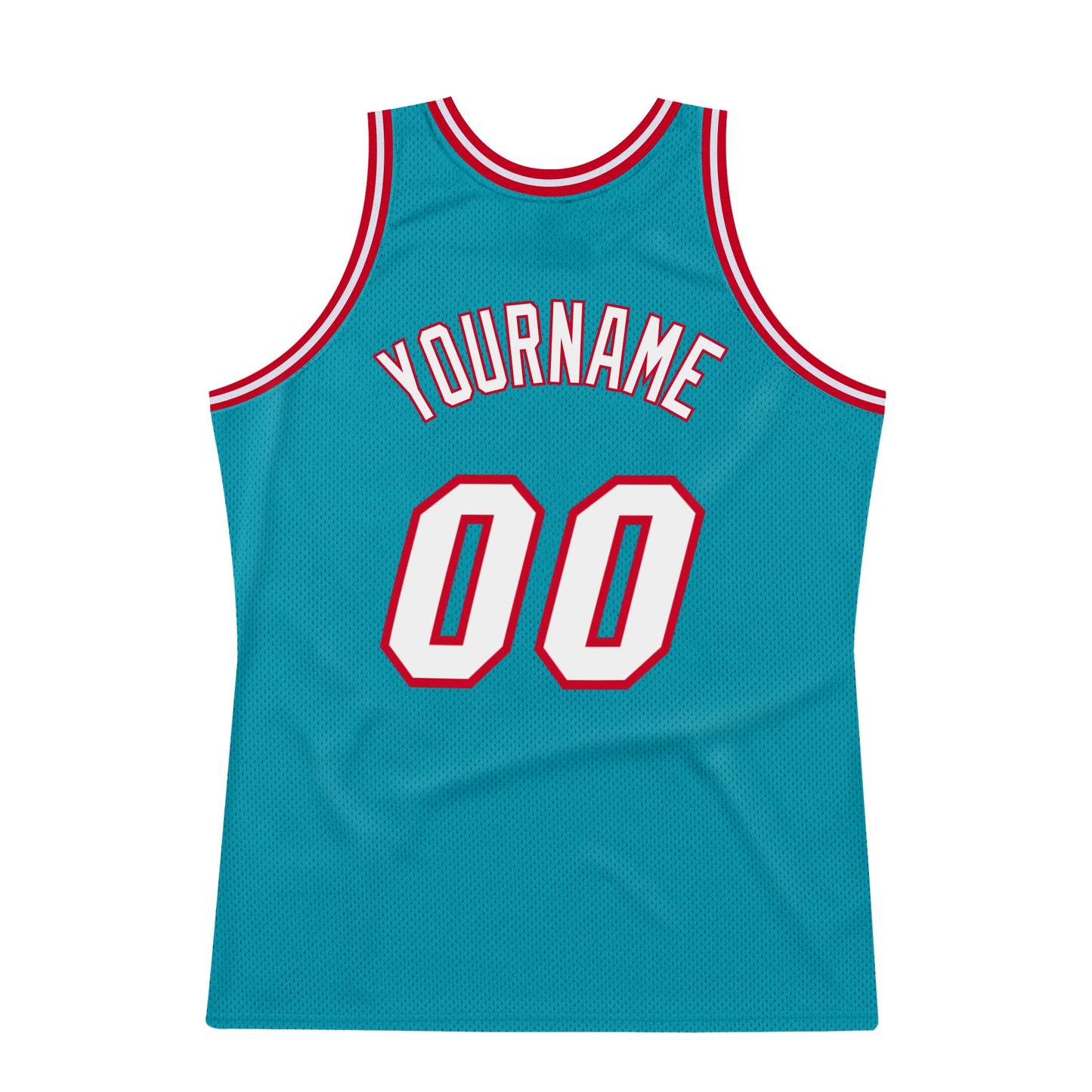 Custom Teal White-Red Authentic Throwback Basketball Jersey - Sky-Custom