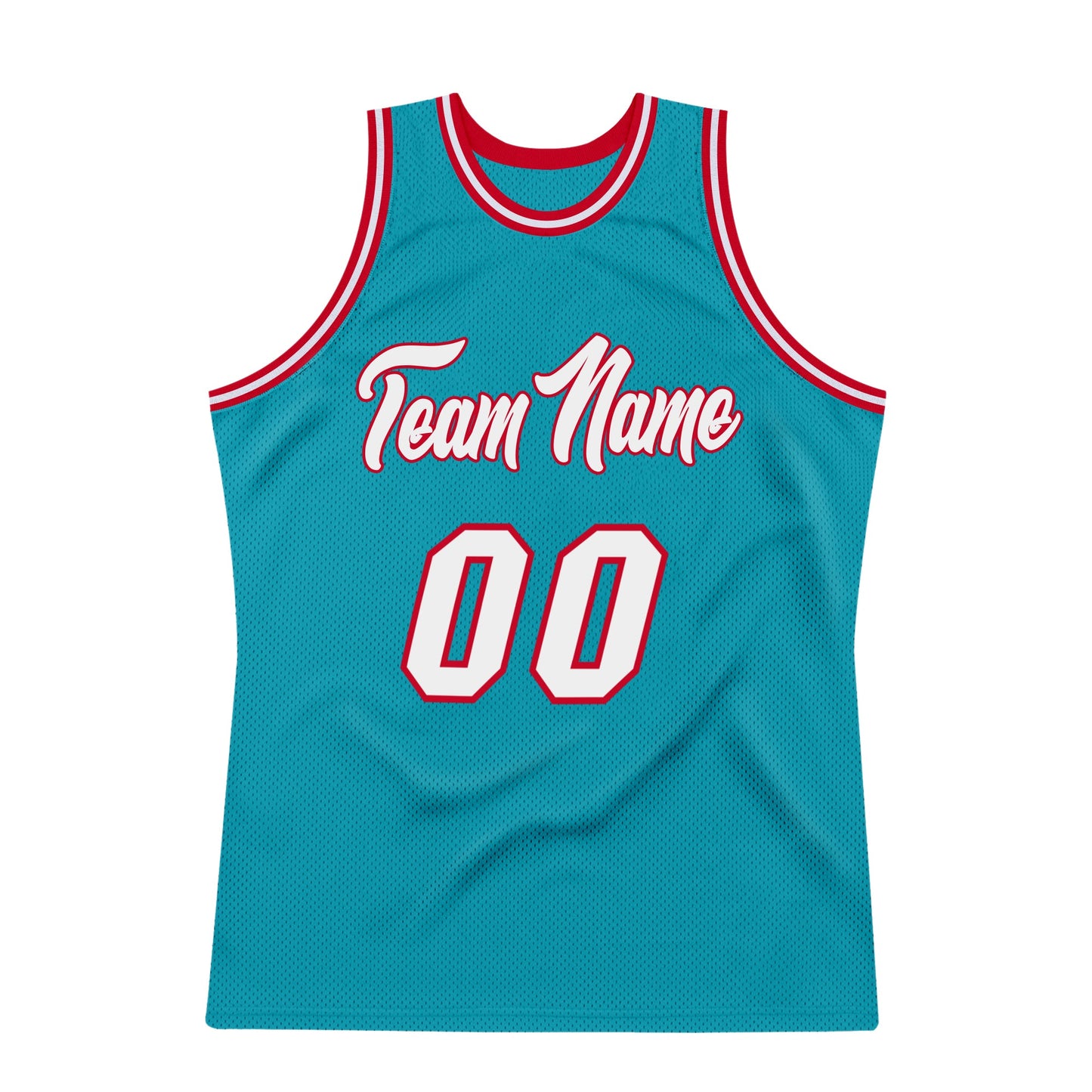 Custom Teal White-Red Authentic Throwback Basketball Jersey - Sky-Custom