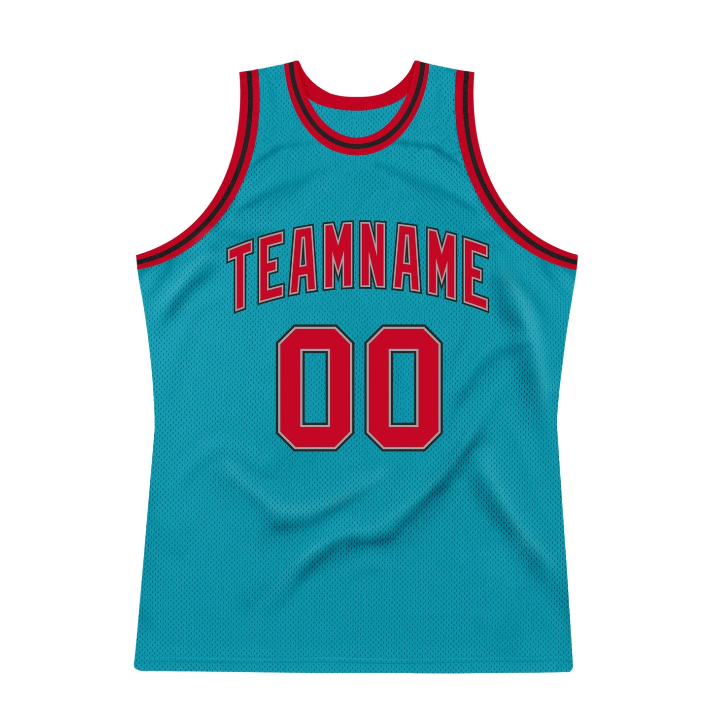 Custom Teal Red-Black Authentic Throwback Basketball Jersey - Sky-Custom