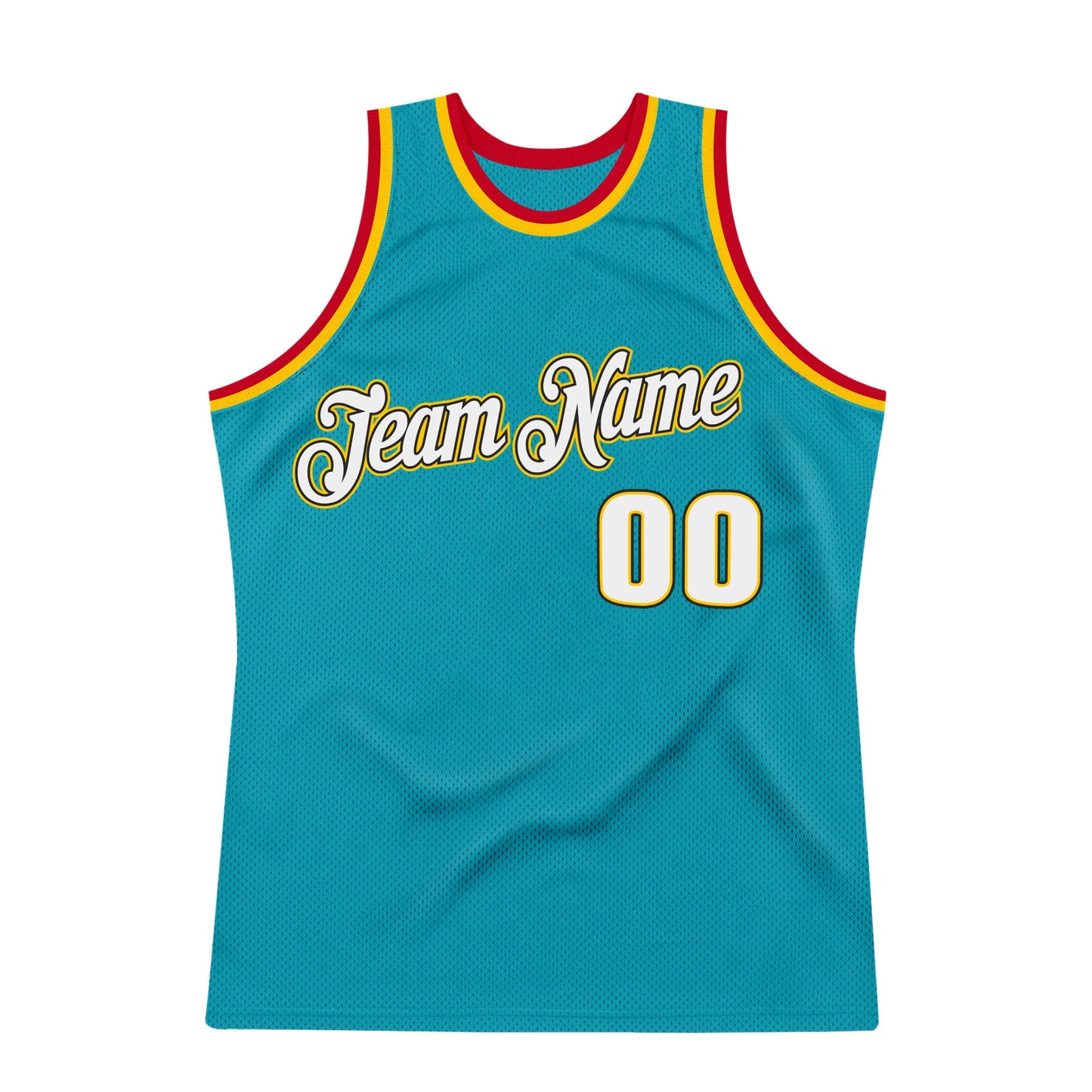 Custom Teal White-Gold Authentic Throwback Basketball Jersey - Sky-Custom