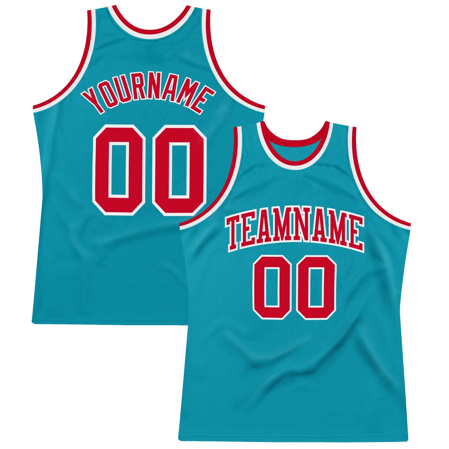 Custom Teal Red-White Authentic Throwback Basketball Jersey - Sky-Custom