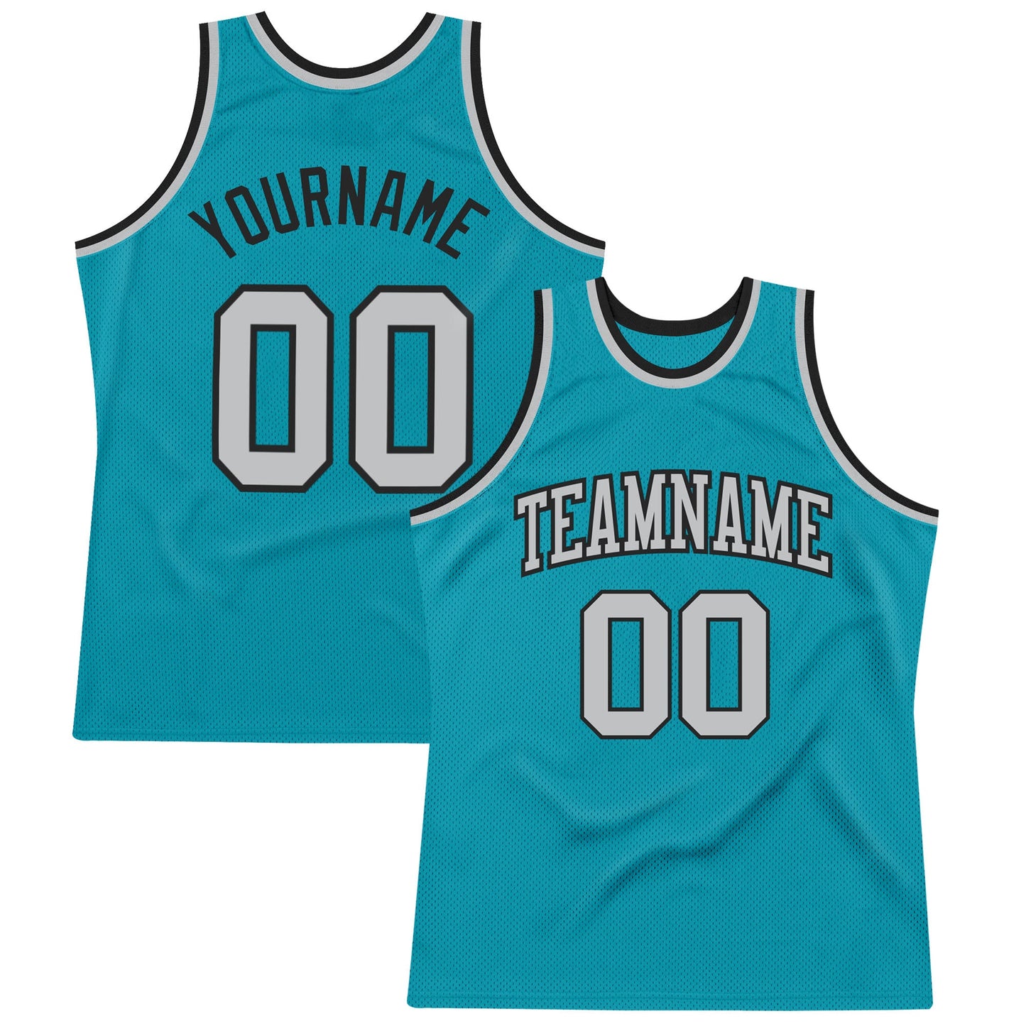 Custom Teal Gray-Black Authentic Throwback Basketball Jersey - Sky-Custom