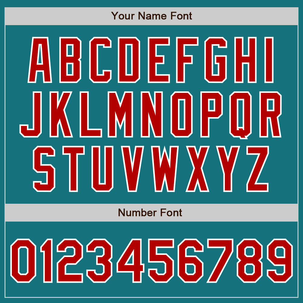 Custom Teal Red-White Authentic Baseball Jersey - Sky-Custom