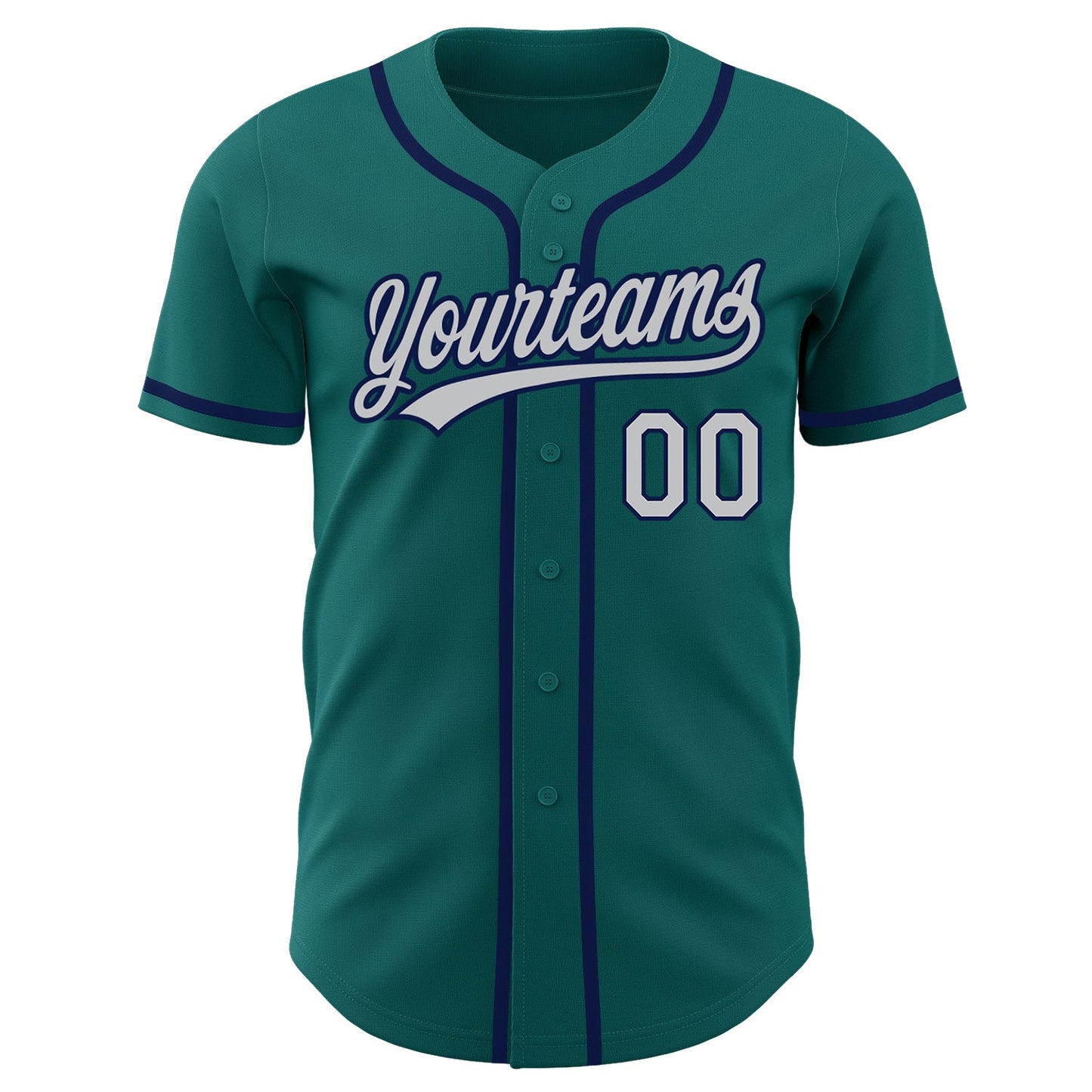Custom Teal Gray-Navy Authentic Baseball Jersey - Sky-Custom
