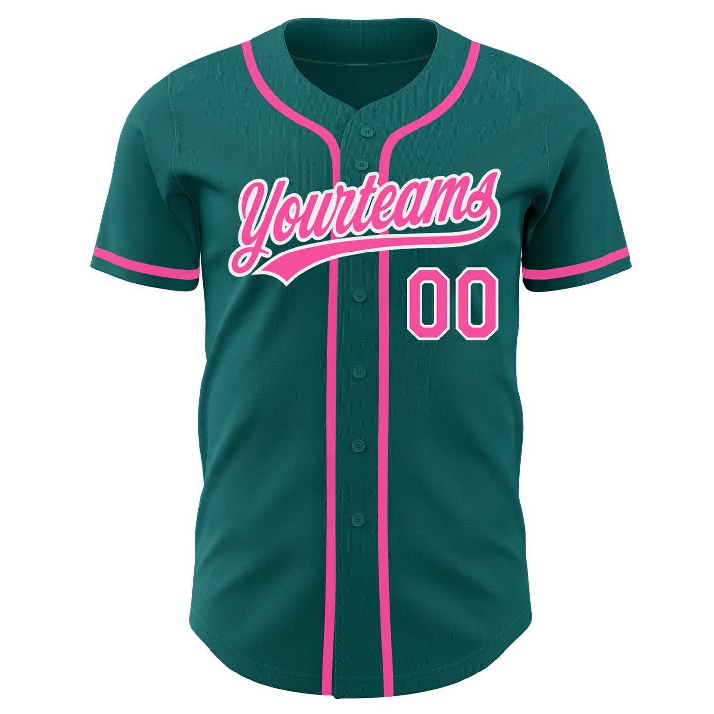 Custom Teal Pink-White Authentic Baseball Jersey - Sky-Custom