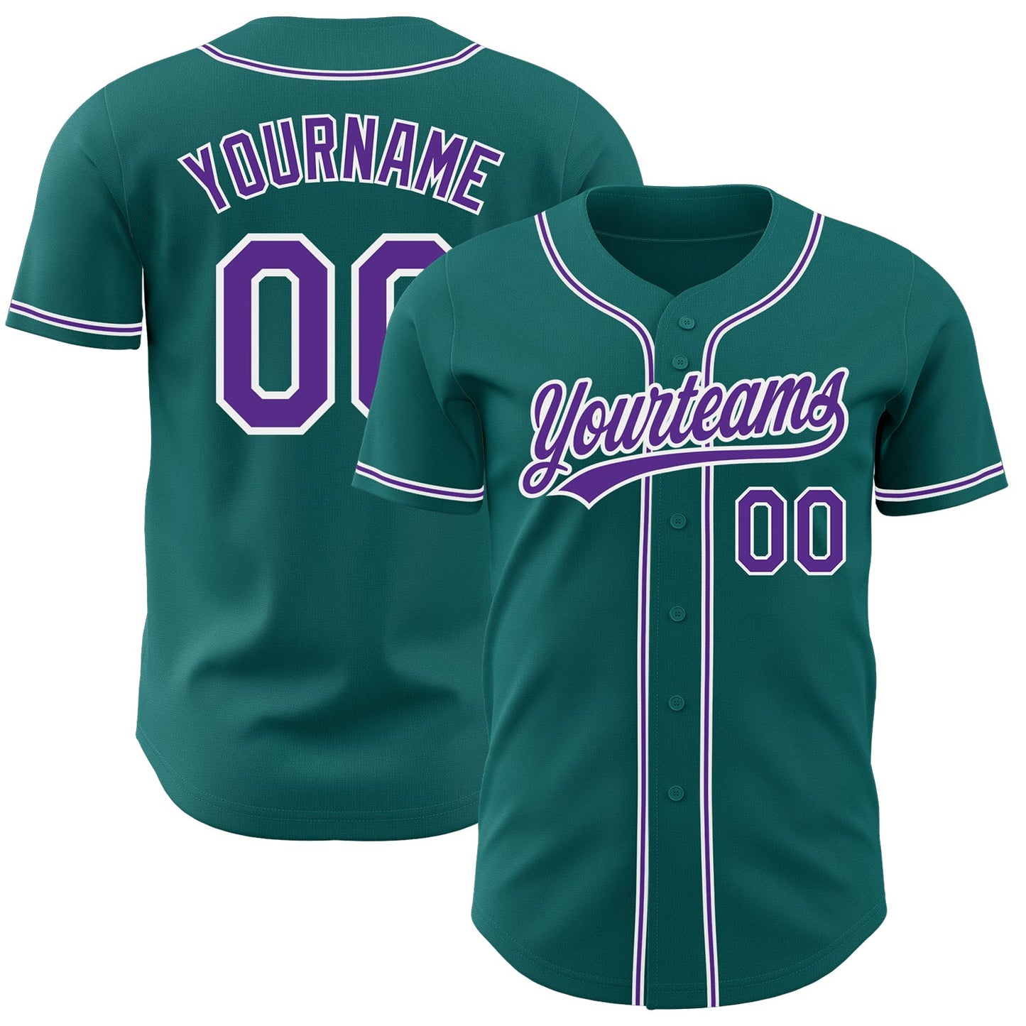 Custom Teal Purple-White Authentic Baseball Jersey - Sky-Custom