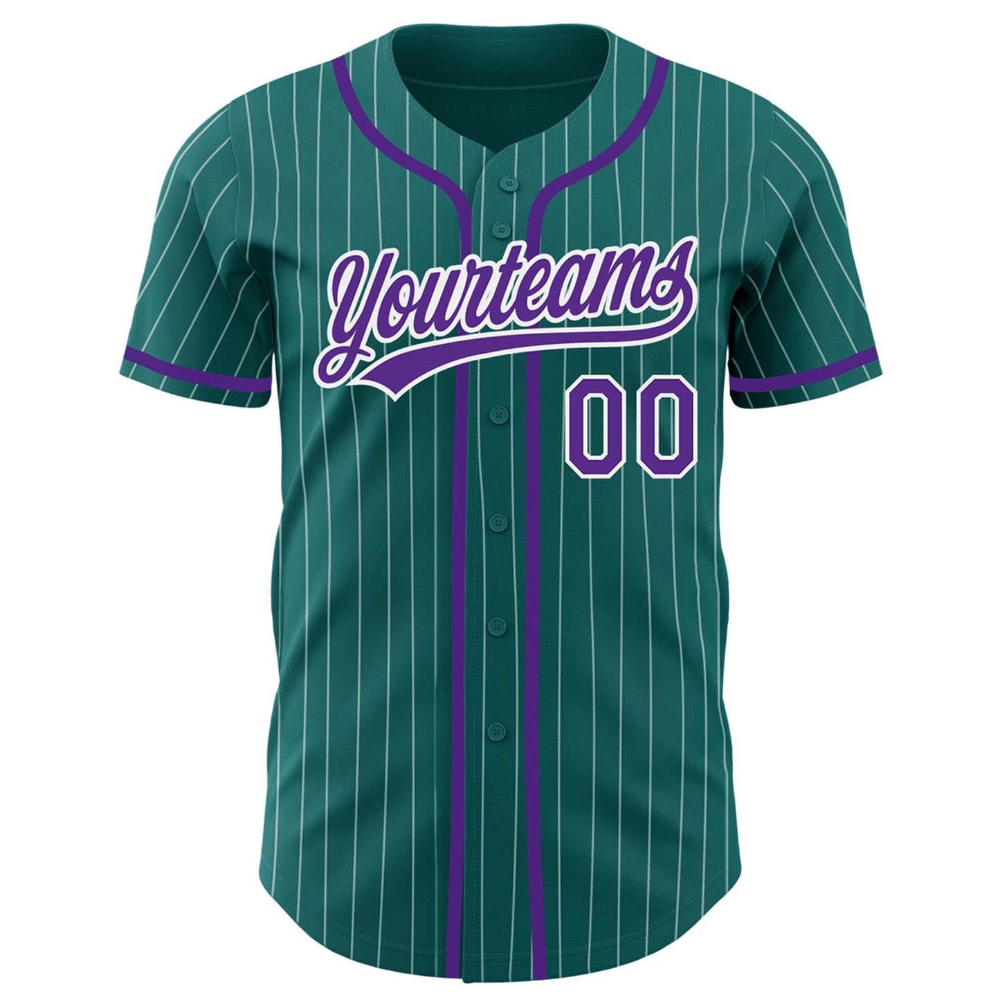 Custom Teal White Pinstripe Purple Authentic Baseball Jersey - Sky-Custom
