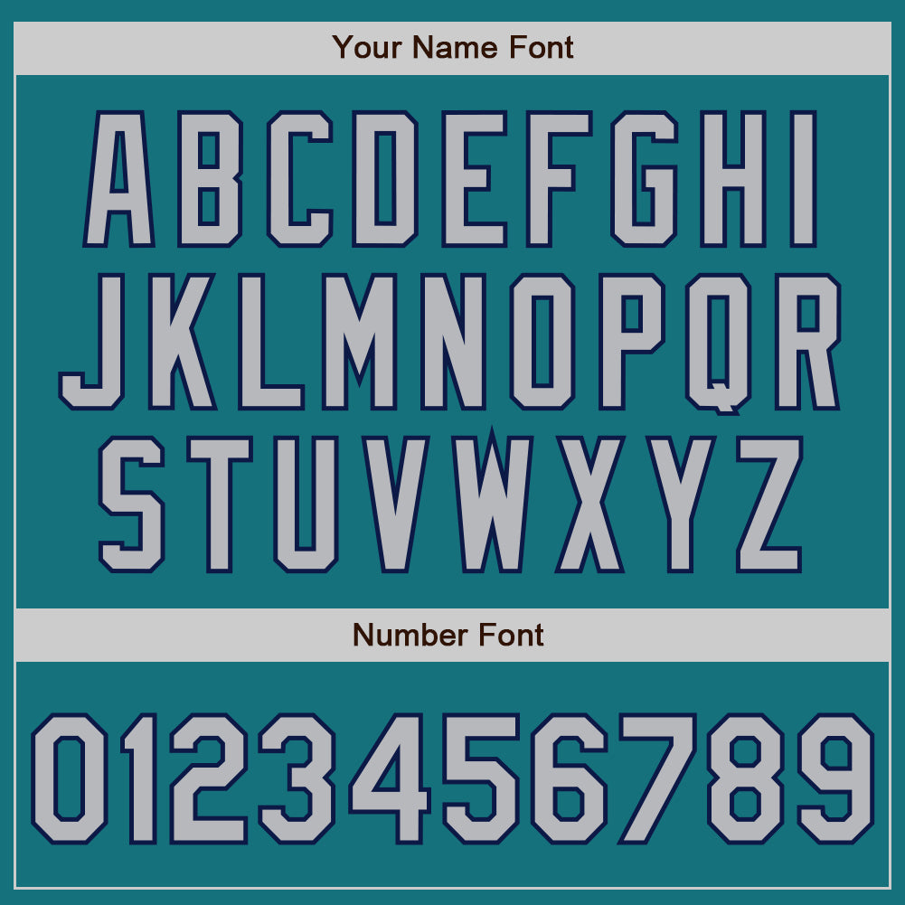 Custom Teal Gray-Navy Authentic Baseball Jersey - Sky-Custom