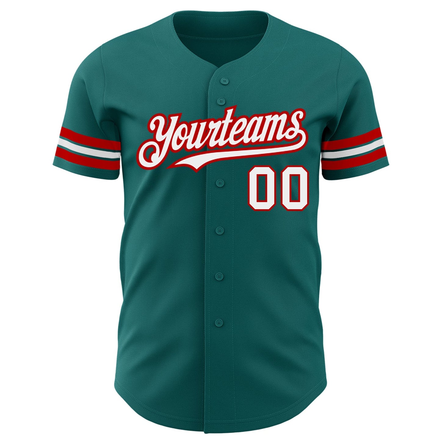Custom Teal White-Red Authentic Baseball Jersey - Sky-Custom