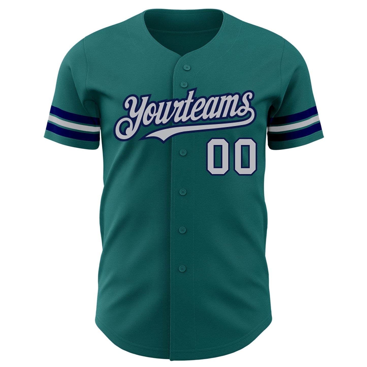 Custom Teal Gray-Navy Authentic Baseball Jersey - Sky-Custom