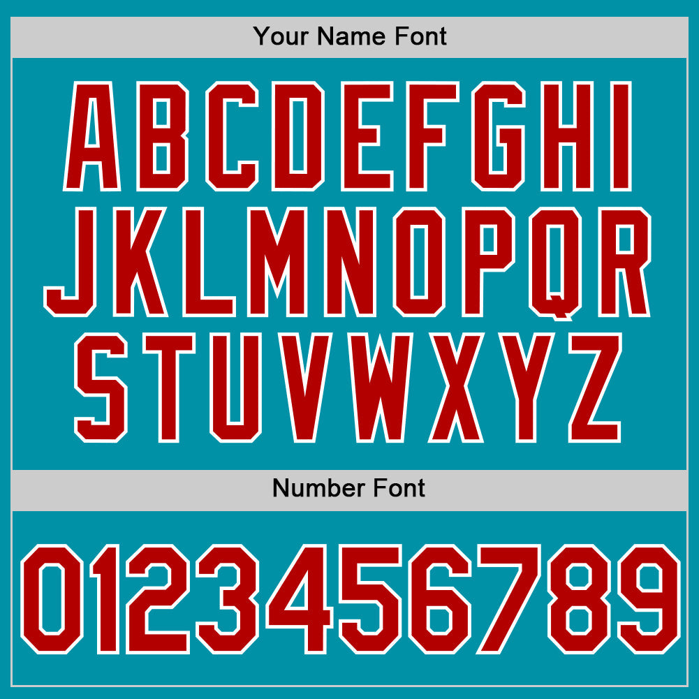 Custom Teal Red-White Authentic Throwback Baseball Jersey - Sky-Custom