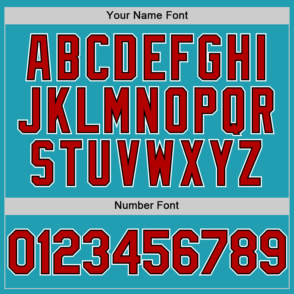 Custom Teal Red-Black Mesh Authentic Throwback Baseball Jersey - Sky-Custom