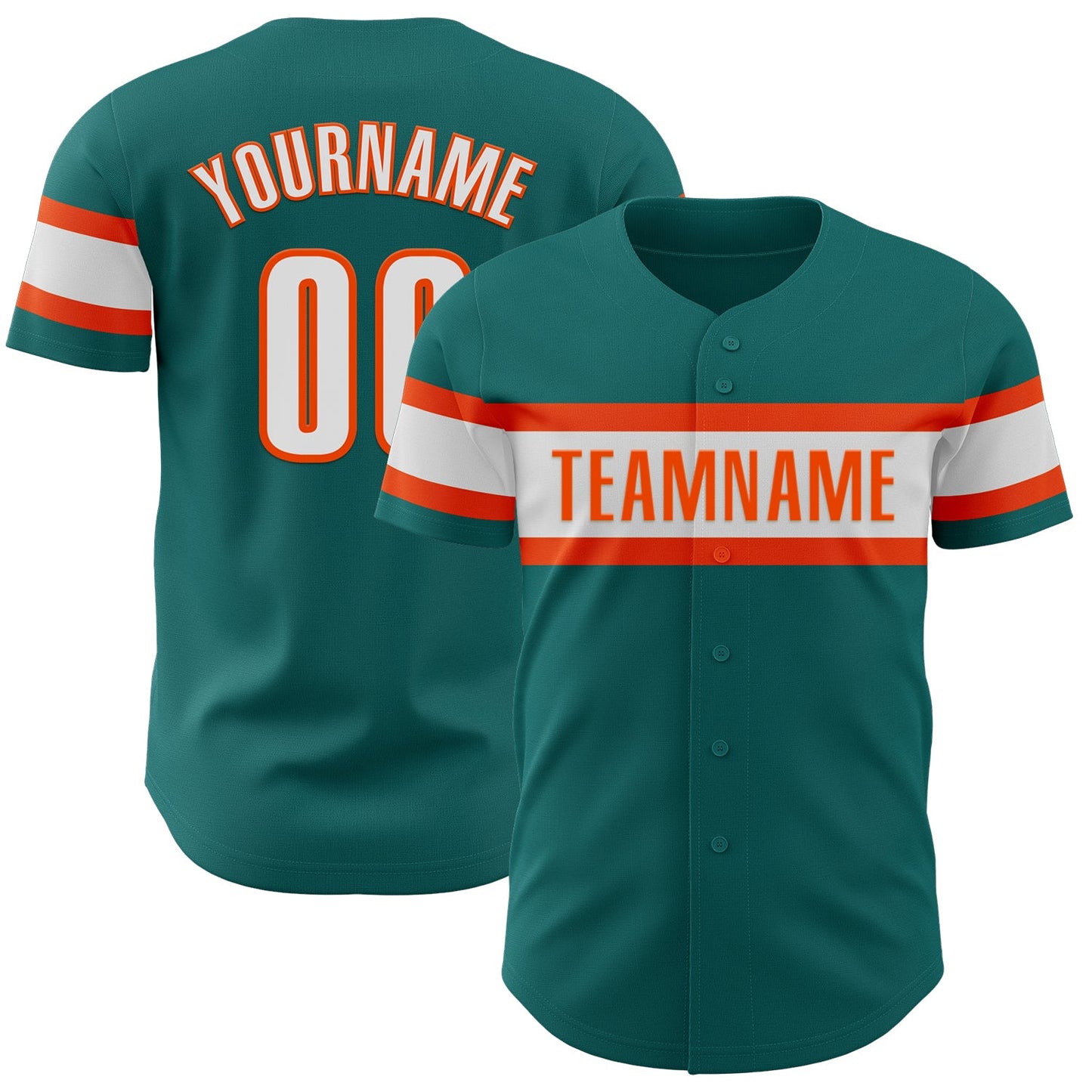 Custom Teal White-Orange Authentic Baseball Jersey - Sky-Custom