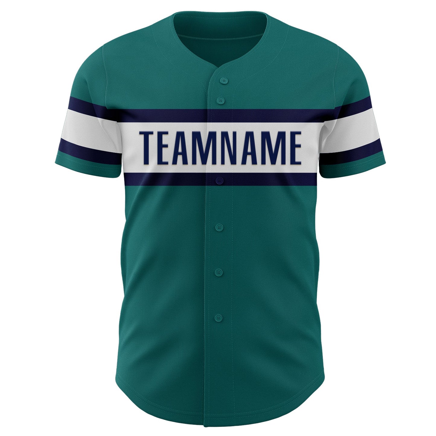 Custom Teal White-Navy Authentic Baseball Jersey - Sky-Custom