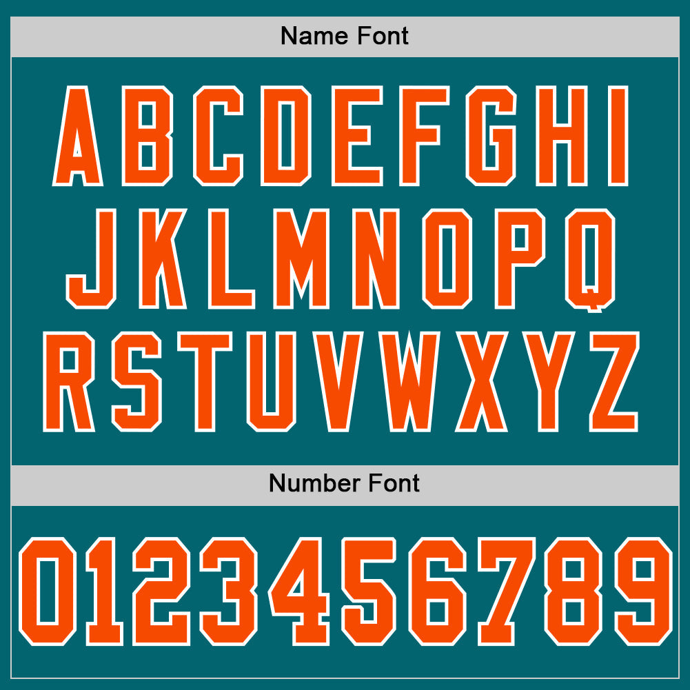 Custom Teal Orange-White Mesh Authentic Throwback Football Jersey - Sky-Custom