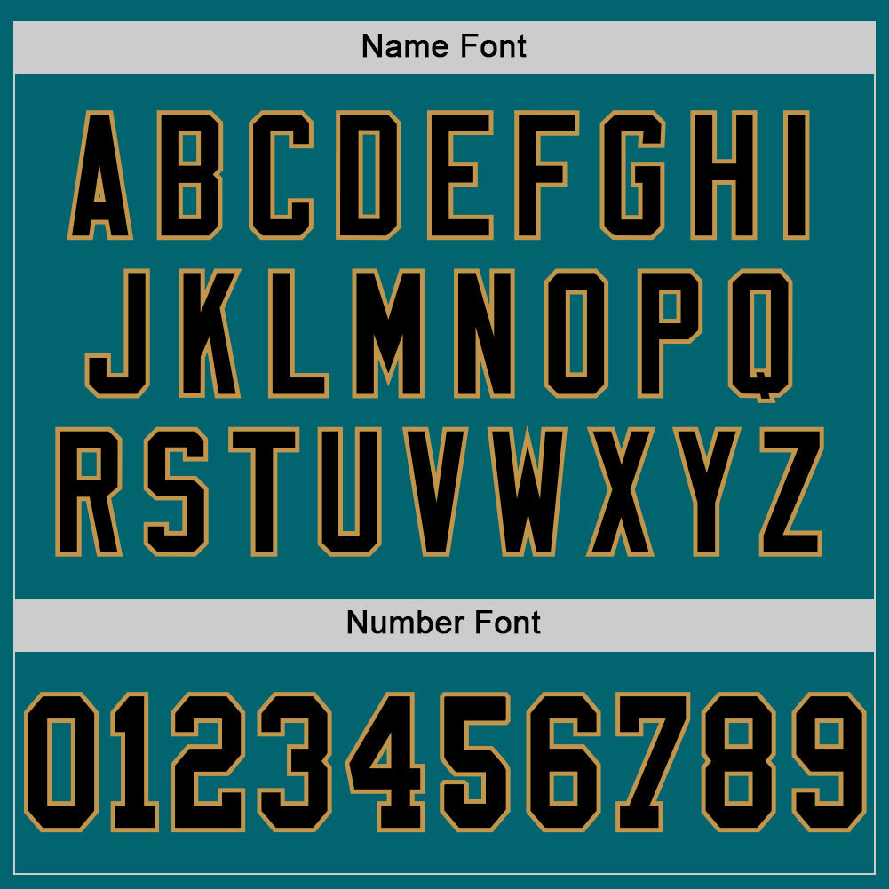 Custom Teal Black-Old Gold Mesh Authentic Throwback Football Jersey - Sky-Custom