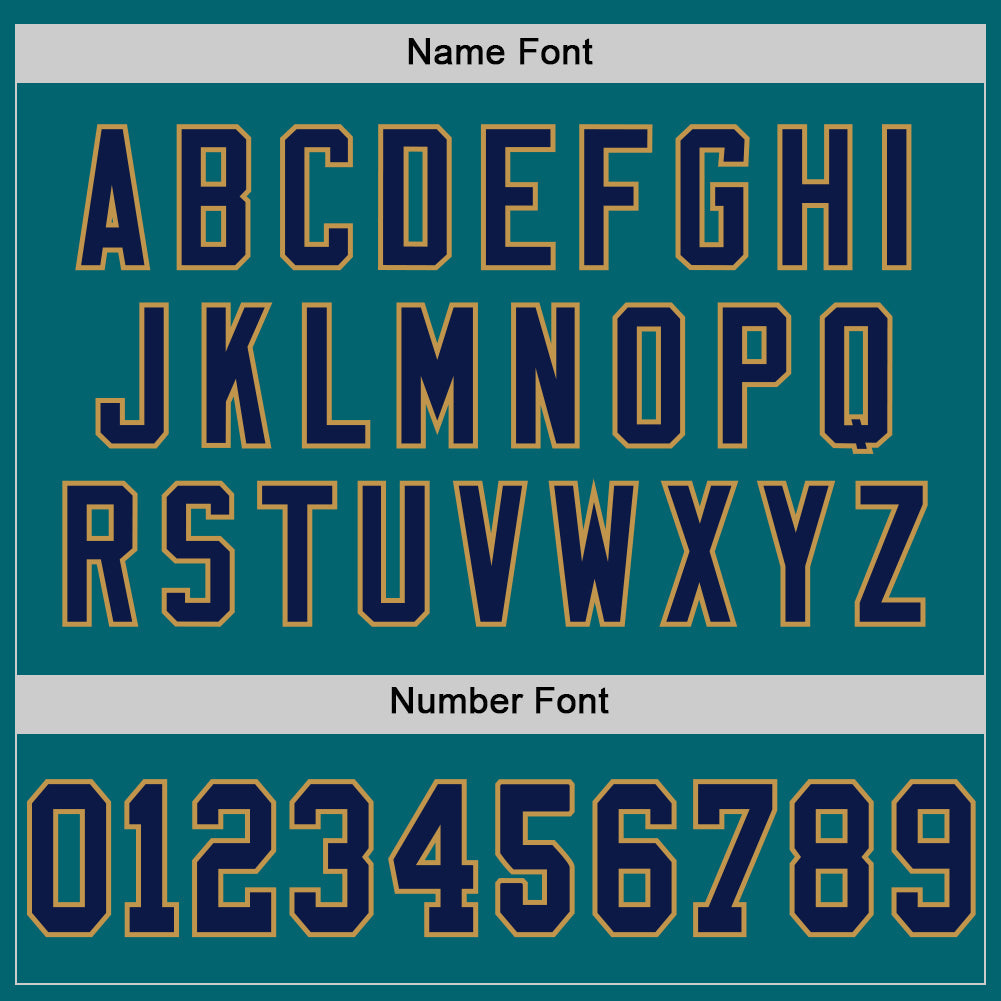 Custom Teal Navy-Old Gold Mesh Authentic Throwback Football Jersey - Sky-Custom