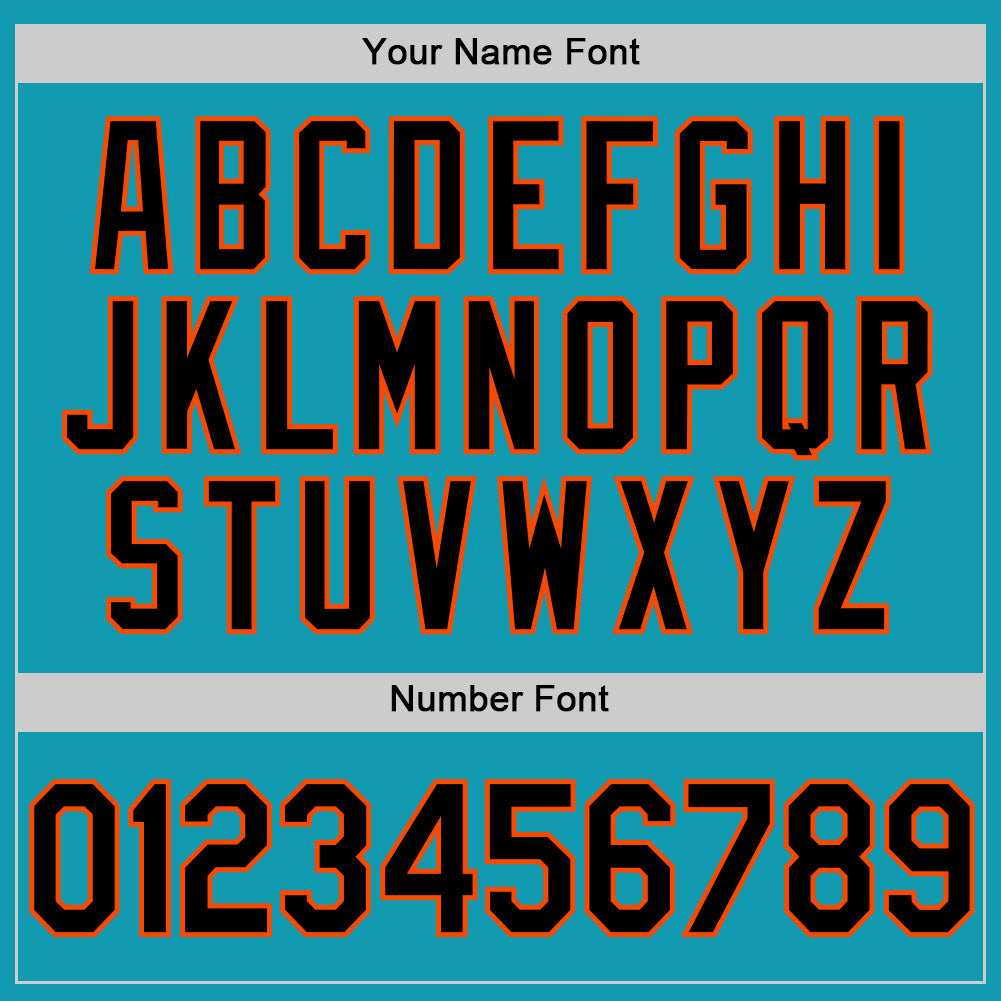 Custom Teal Black-Orange Authentic Throwback Baseball Jersey - Sky-Custom