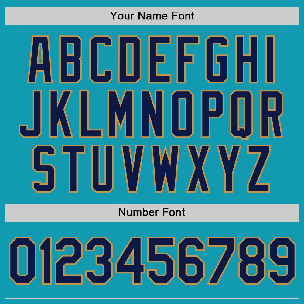 Custom Teal Navy-Old Gold Authentic Throwback Baseball Jersey - Sky-Custom