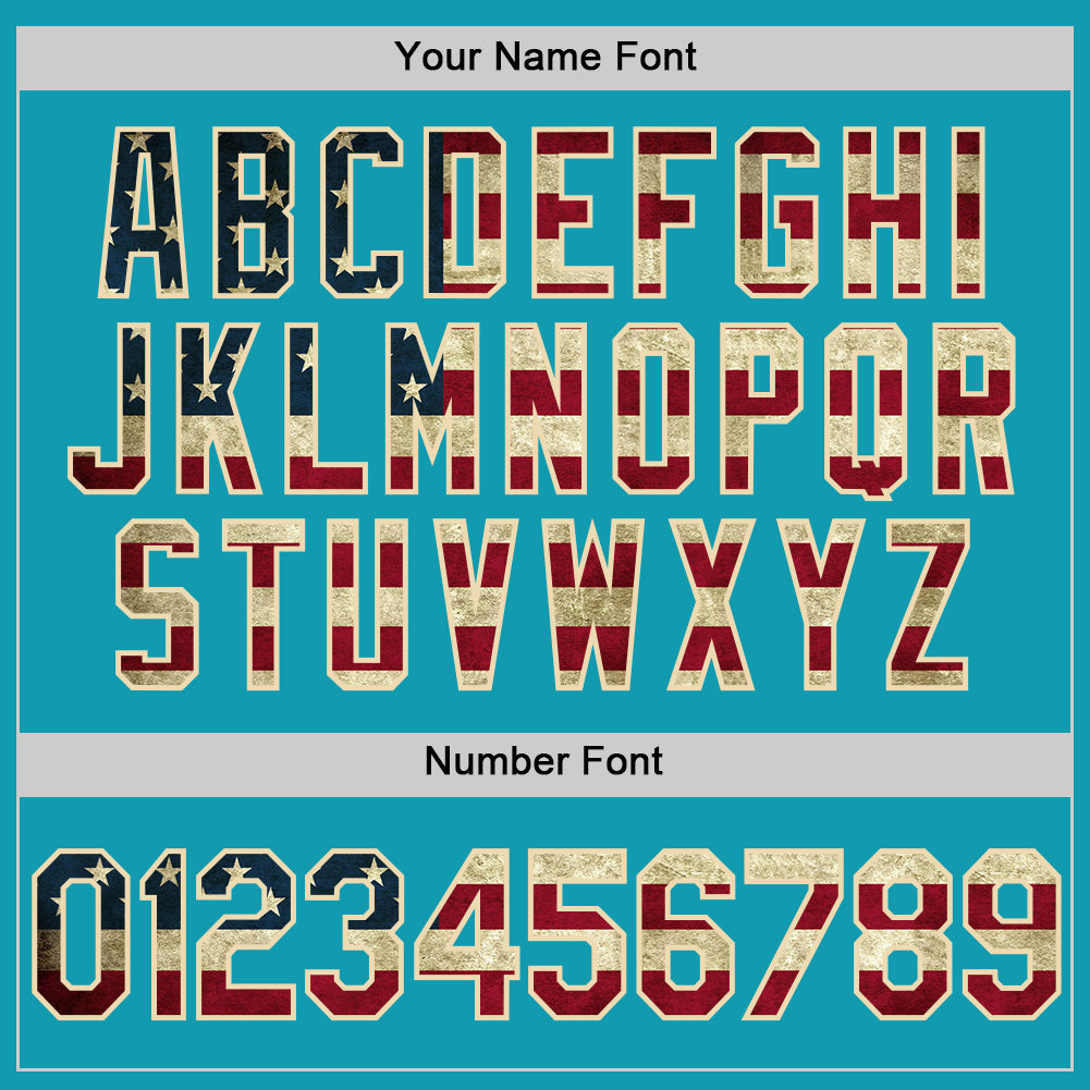 Custom Teal Vintage USA Flag Cream-Black Authentic Throwback Baseball Jersey - Sky-Custom