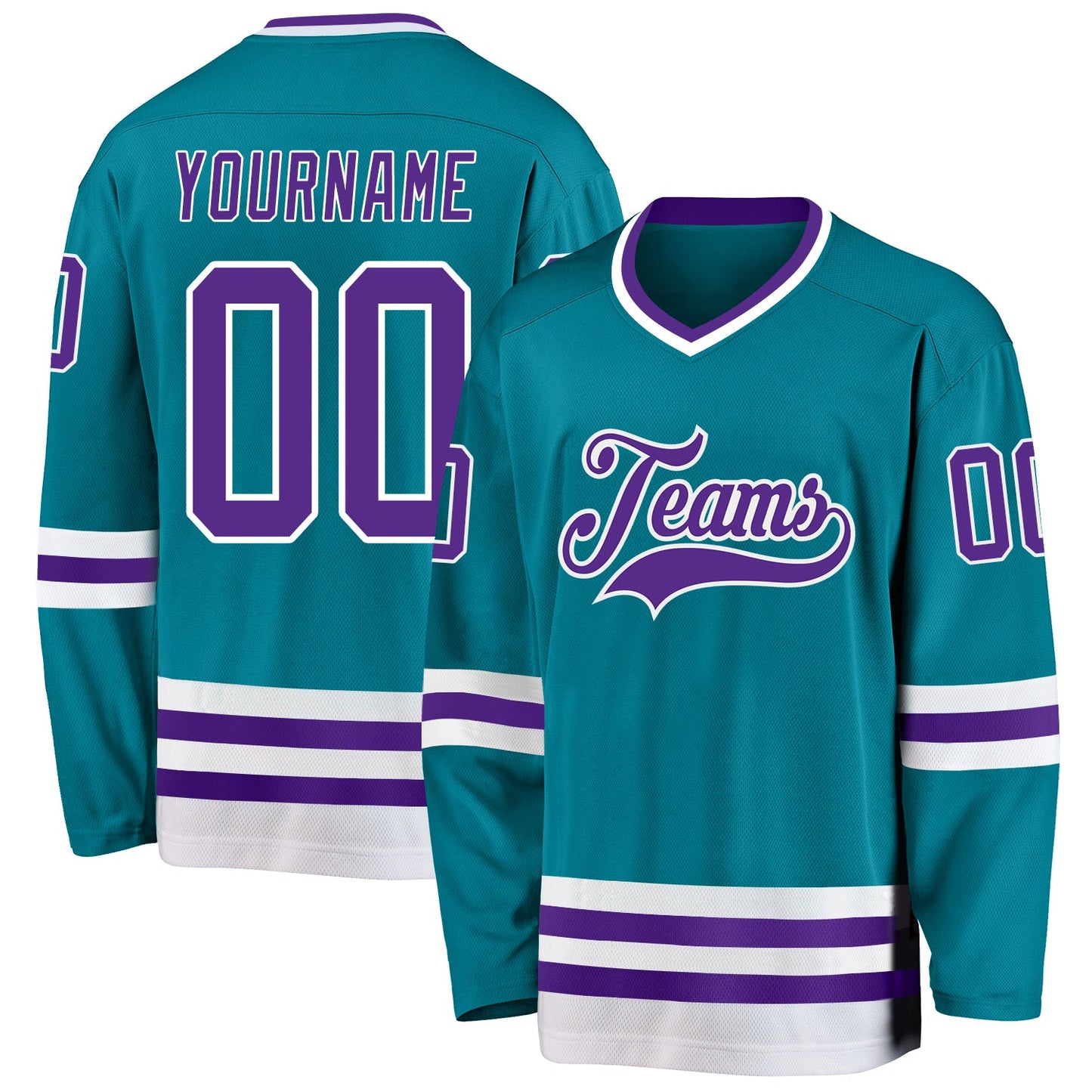 Custom Teal Purple-White Hockey Jersey - Sky-Custom