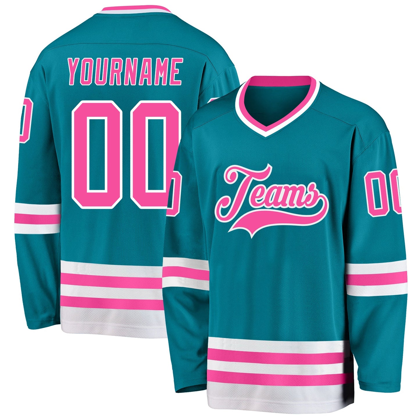 Custom Teal Pink-White Hockey Jersey - Sky-Custom
