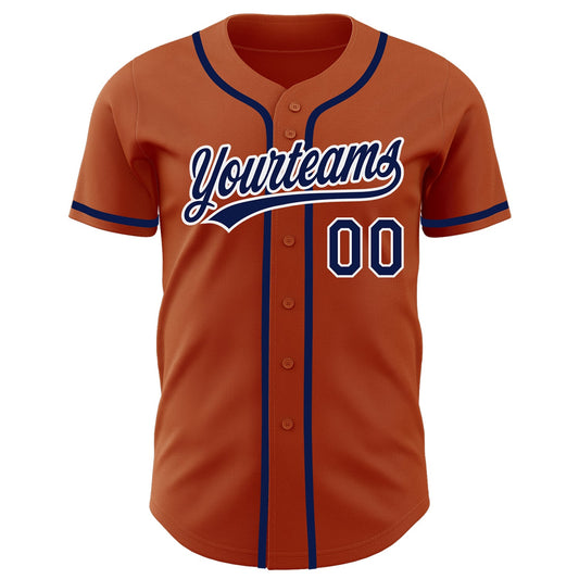 Custom Texas Orange Navy-White Authentic Baseball Jersey - Sky-Custom