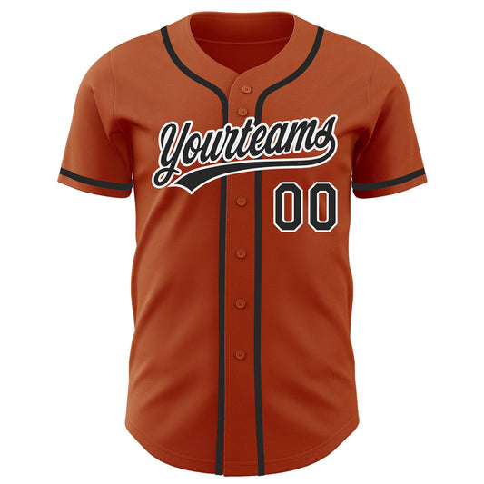 Custom Texas Orange Black-White Authentic Baseball Jersey - Sky-Custom