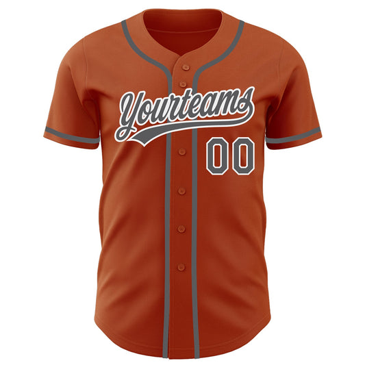 Custom Texas Orange Steel Gray-White Authentic Baseball Jersey - Sky-Custom