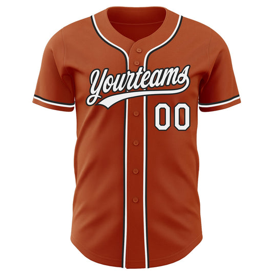 Custom Texas Orange White-Black Authentic Baseball Jersey - Sky-Custom
