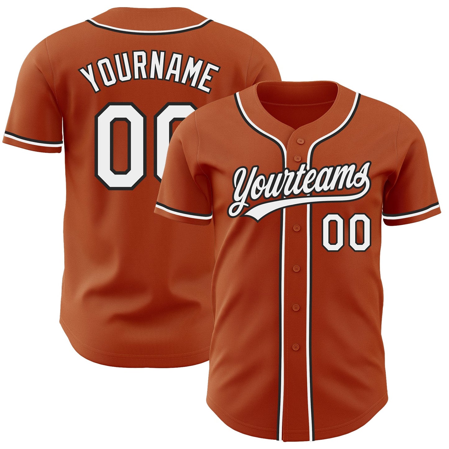 Custom Texas Orange White-Black Authentic Baseball Jersey - Sky-Custom