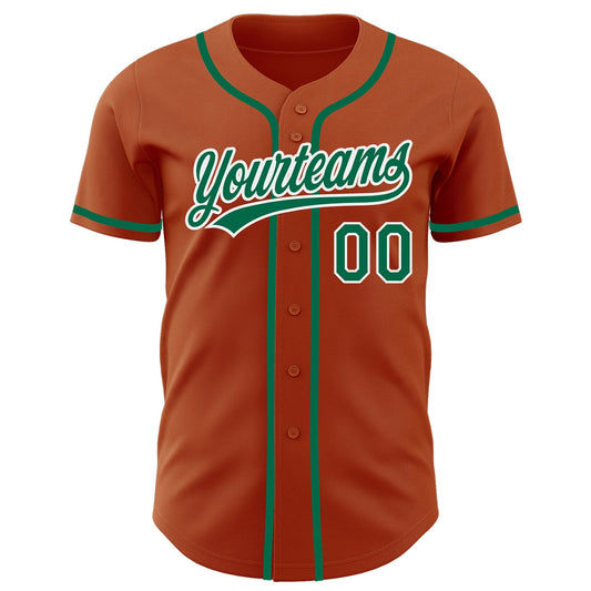 Custom Texas Orange Kelly Green-White Authentic Baseball Jersey - Sky-Custom