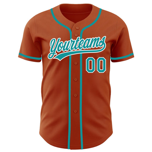Custom Texas Orange Teal-White Authentic Baseball Jersey - Sky-Custom