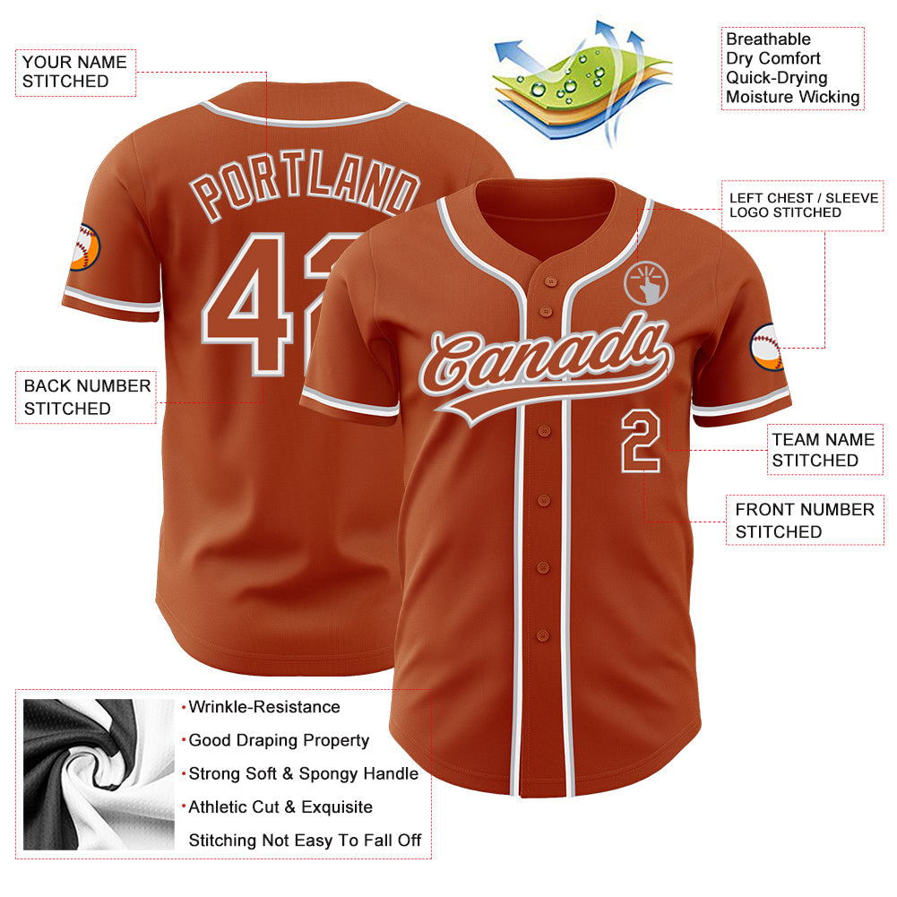 Custom Texas Orange White-Gray Authentic Baseball Jersey - Sky-Custom