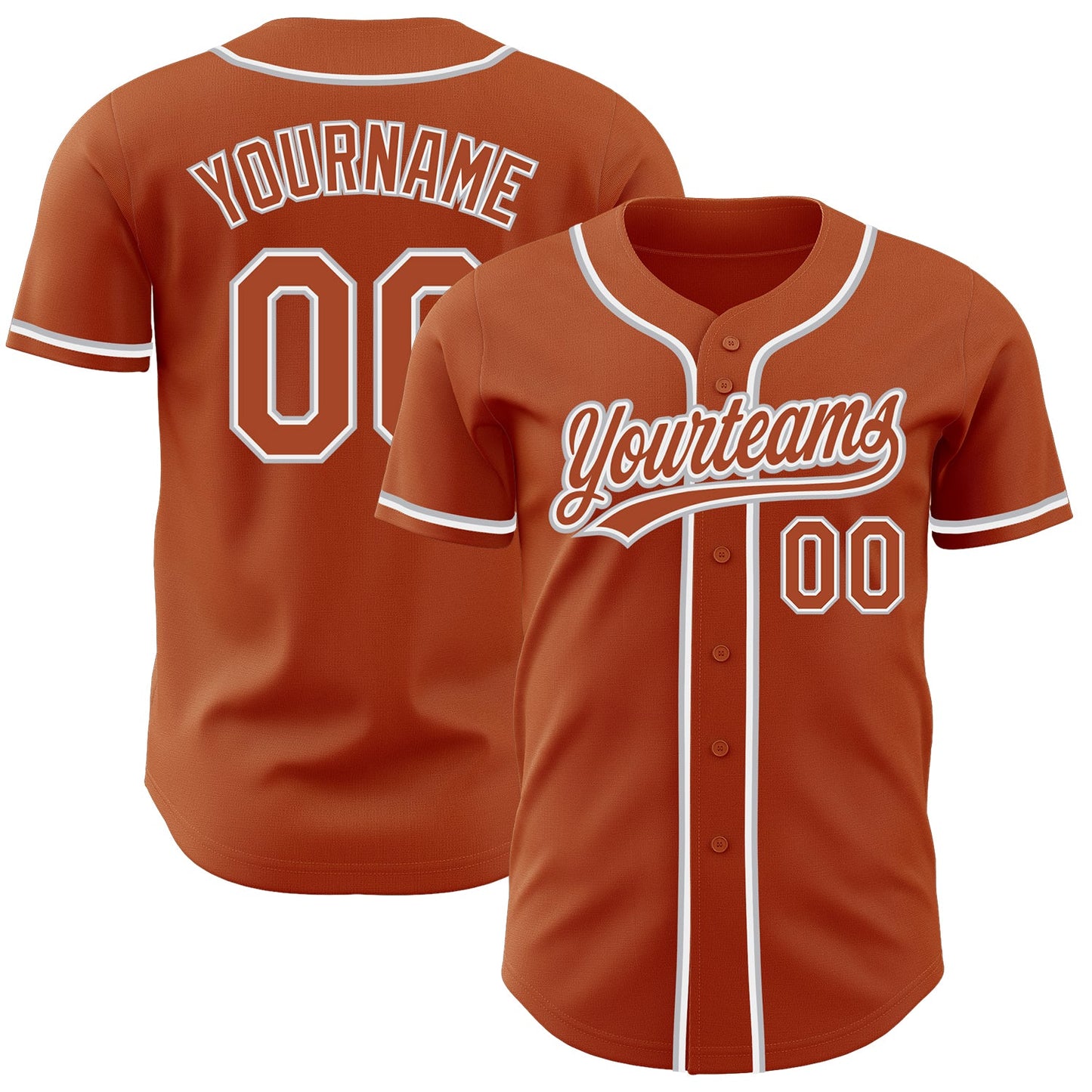 Custom Texas Orange White-Gray Authentic Baseball Jersey - Sky-Custom