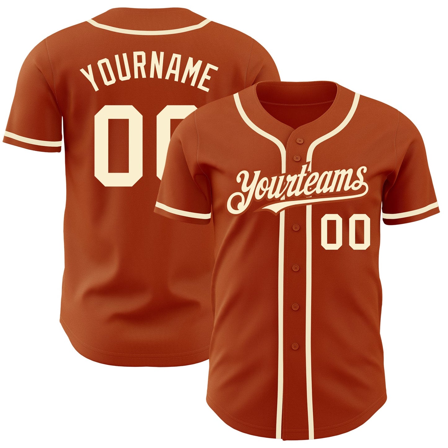 Custom Texas Orange Cream Authentic Baseball Jersey - Sky-Custom