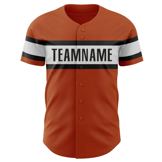 Custom Texas Orange White-Black Authentic Baseball Jersey - Sky-Custom