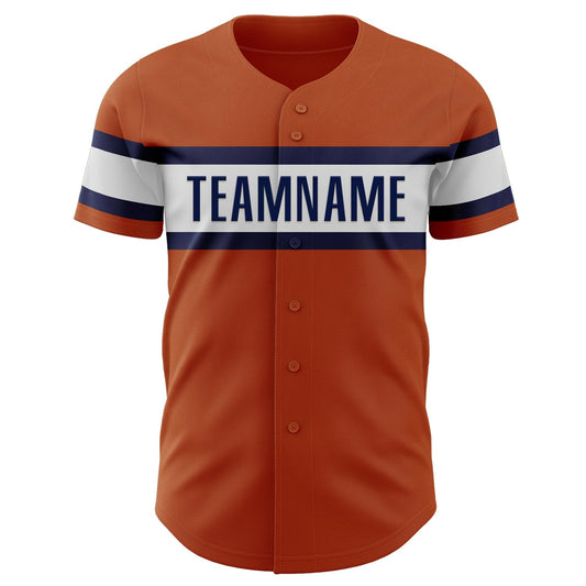 Custom Texas Orange White-Navy Authentic Baseball Jersey - Sky-Custom