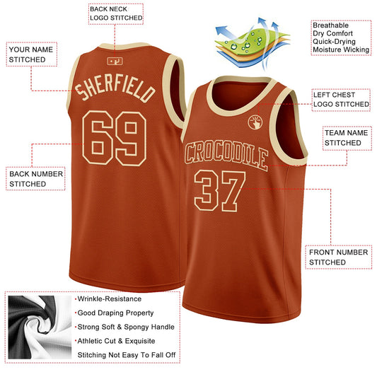 Custom Texas Orange Cream Authentic Basketball Jersey - Sky-Custom