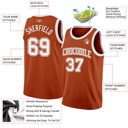Custom Texas Orange White Authentic Basketball Jersey - Sky-Custom