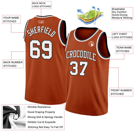 Custom Texas Orange White-Black Authentic Basketball Jersey - Sky-Custom