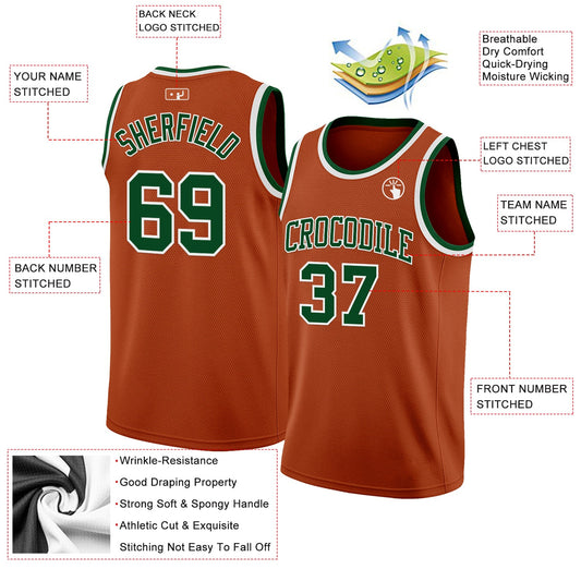 Custom Texas Orange Green-White Authentic Basketball Jersey - Sky-Custom